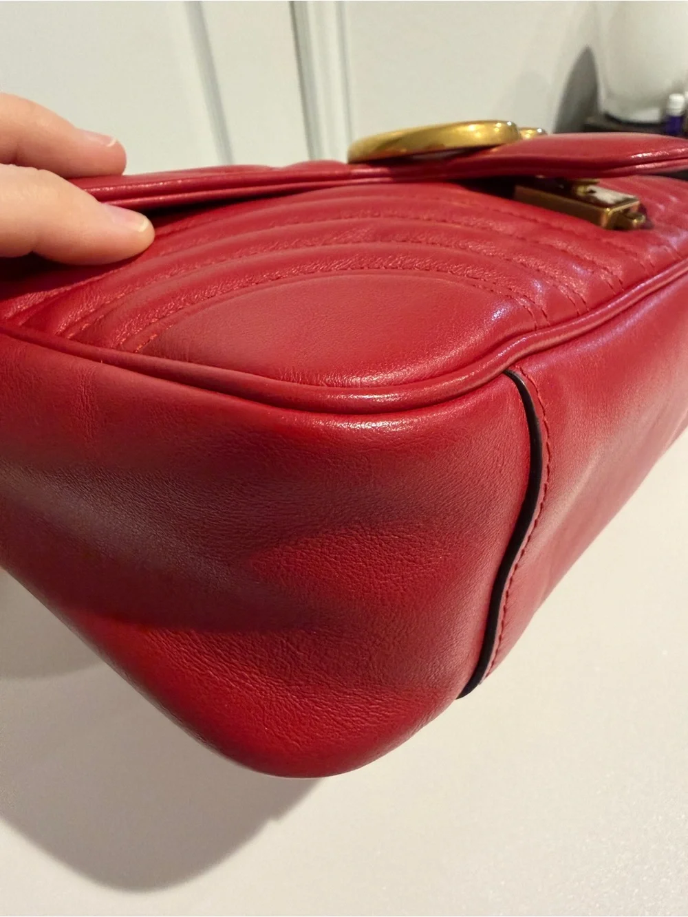 Gucci GG Marmont Small Matelassé Shoulder Bag – Red Leather